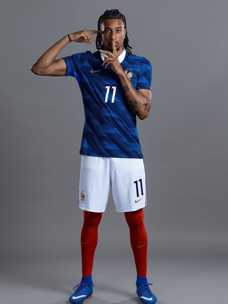 Player in blue national team kit