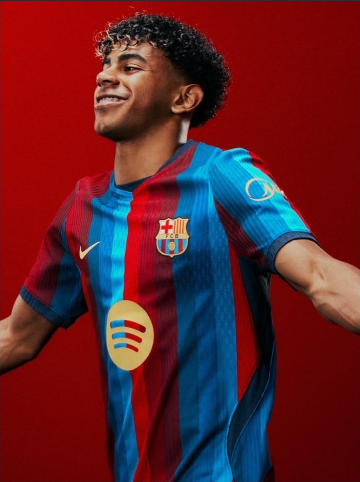 Player wearing a striped home jersey